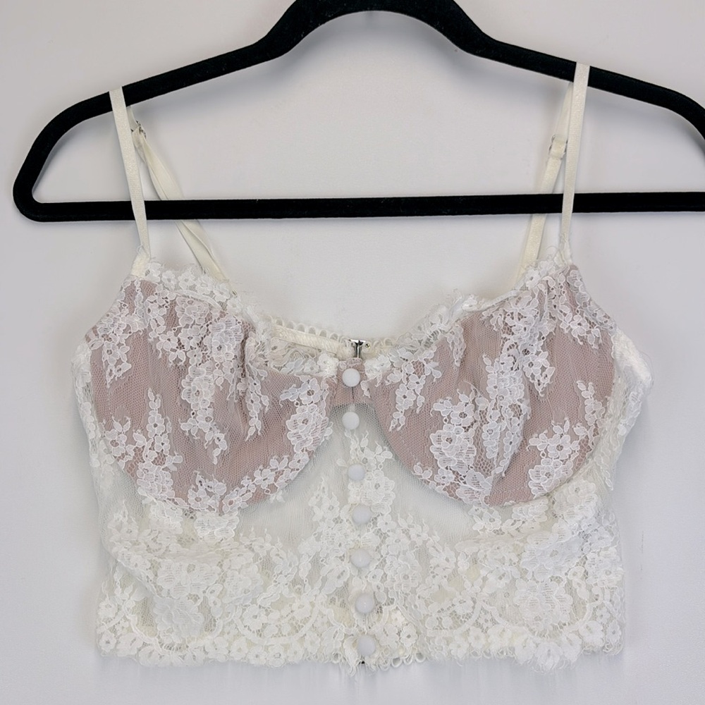WHITE FOX Boutique White Lace Bustier Corset Size Medium